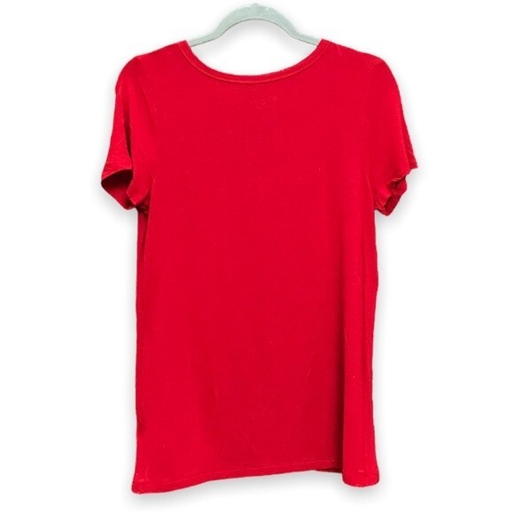 Merona Red V Neck T Shirt Short Sleeve Women's Size Small - Picture 2 of 9